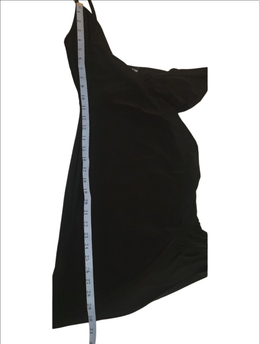 BEBE Black Ruched V-Neck Spaghetti Strap Mini Dress Y2K Style Slinky Sexy LBD - Picture 14 of 14